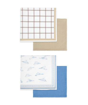 Set of three patterned kerchiefs on a white background