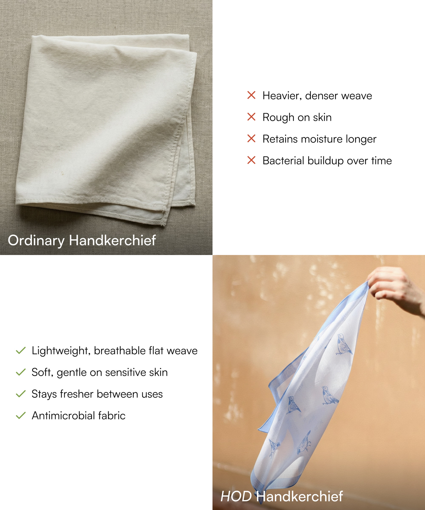 Aluvera Hand kerchief | Mirage Blue and Frozen Dew | 40 X 40 cm | Pack of 4
