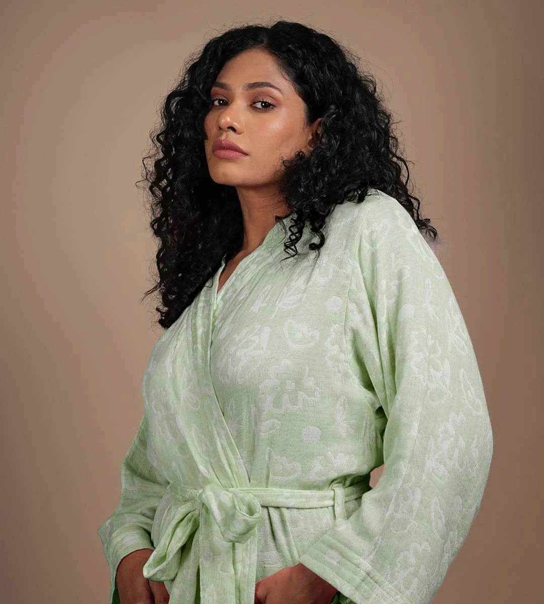 Banana Jacquard Floral Bathrobe