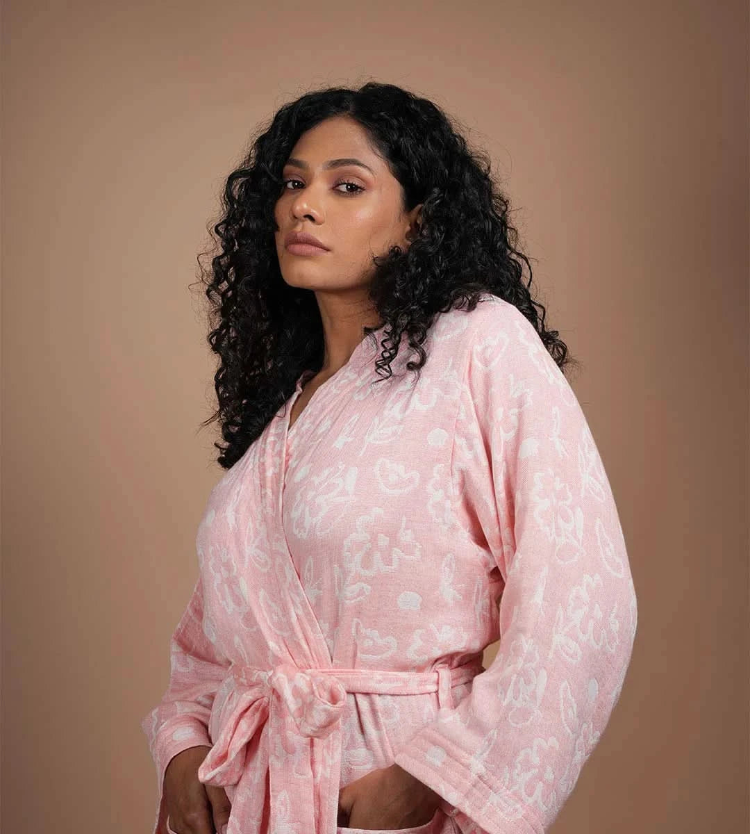 Banana Jacquard Floral Bathrobe