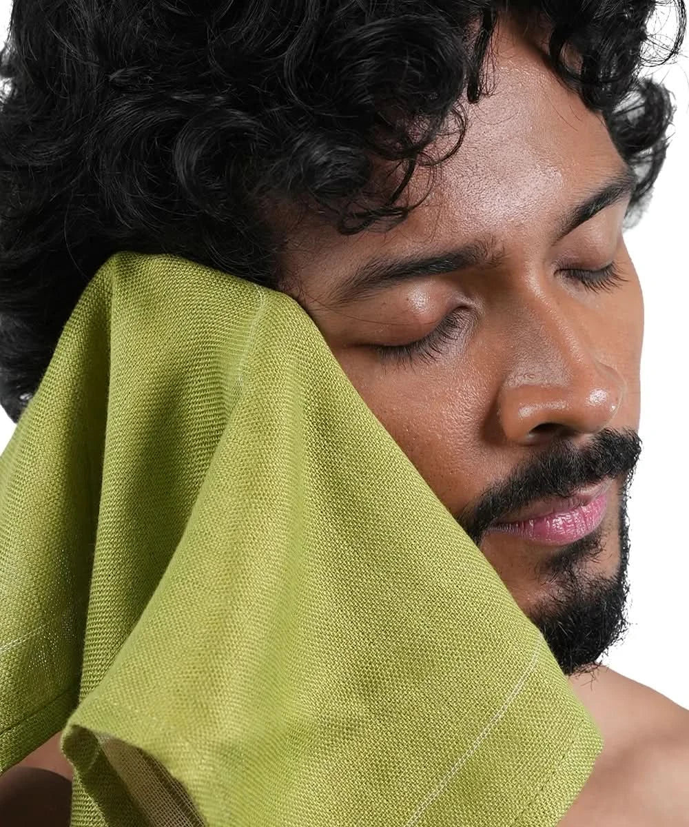 Aluvera Double Cloth Bath and Face Combo - Aloe Green