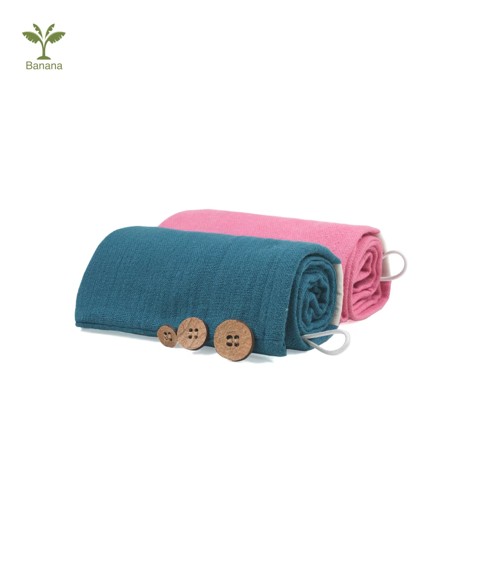Banana Double Cloth Hair Towels | 330 GSM | 25cm x 65cm x 5 cm |  pack of 2