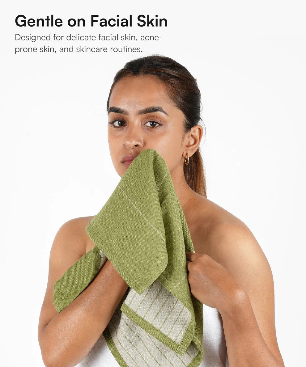 Aluvera Double Cloth Bath and Face Combo - Aloe Green