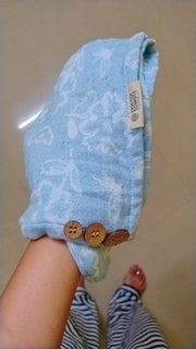 Customer photo of Banana Jacquard Floral Hair Towels |  25cm x 65cm x 5 cm | 210 GSM | pack of 2