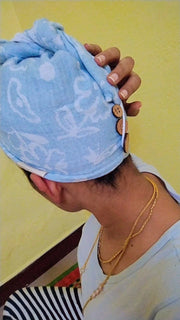 Customer photo of Banana Jacquard Floral Hair Towels |  25cm x 65cm x 5 cm | 210 GSM |  pack of 4
