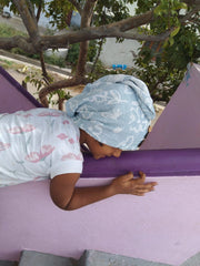 Customer photo of Banana Jacquard Floral Hair Towels |  25cm x 65cm x 5 cm | 210 GSM |  pack of 4