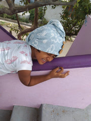 Customer photo of Banana Jacquard floral Hair Towel | 210 GSM | 25cm x 65cm x 5cm