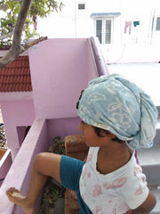 Customer photo of Banana Jacquard Floral Hair Towels |  25cm x 65cm x 5 cm | 210 GSM |  pack of 4