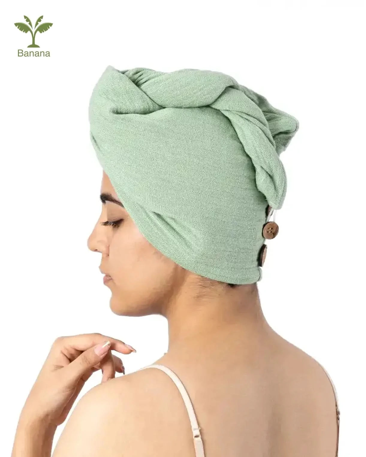 Banana Double Cloth Hair Towels | 330 GSM | 25cm x 65cm x 5 cm | pack of 4