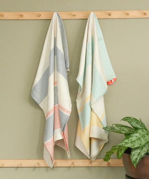 Bamboo Dobby Bath Towels  | 70 x 140 cm | Pack of 2