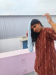 Customer photo of Banana Jacquard floral Hair Towel | 210 GSM | 25cm x 65cm x 5cm