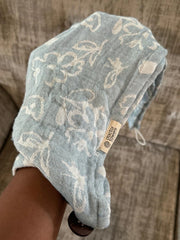 Customer photo of Banana Jacquard Floral Hair Towels |  25cm x 65cm x 5 cm | 210 GSM | pack of 2