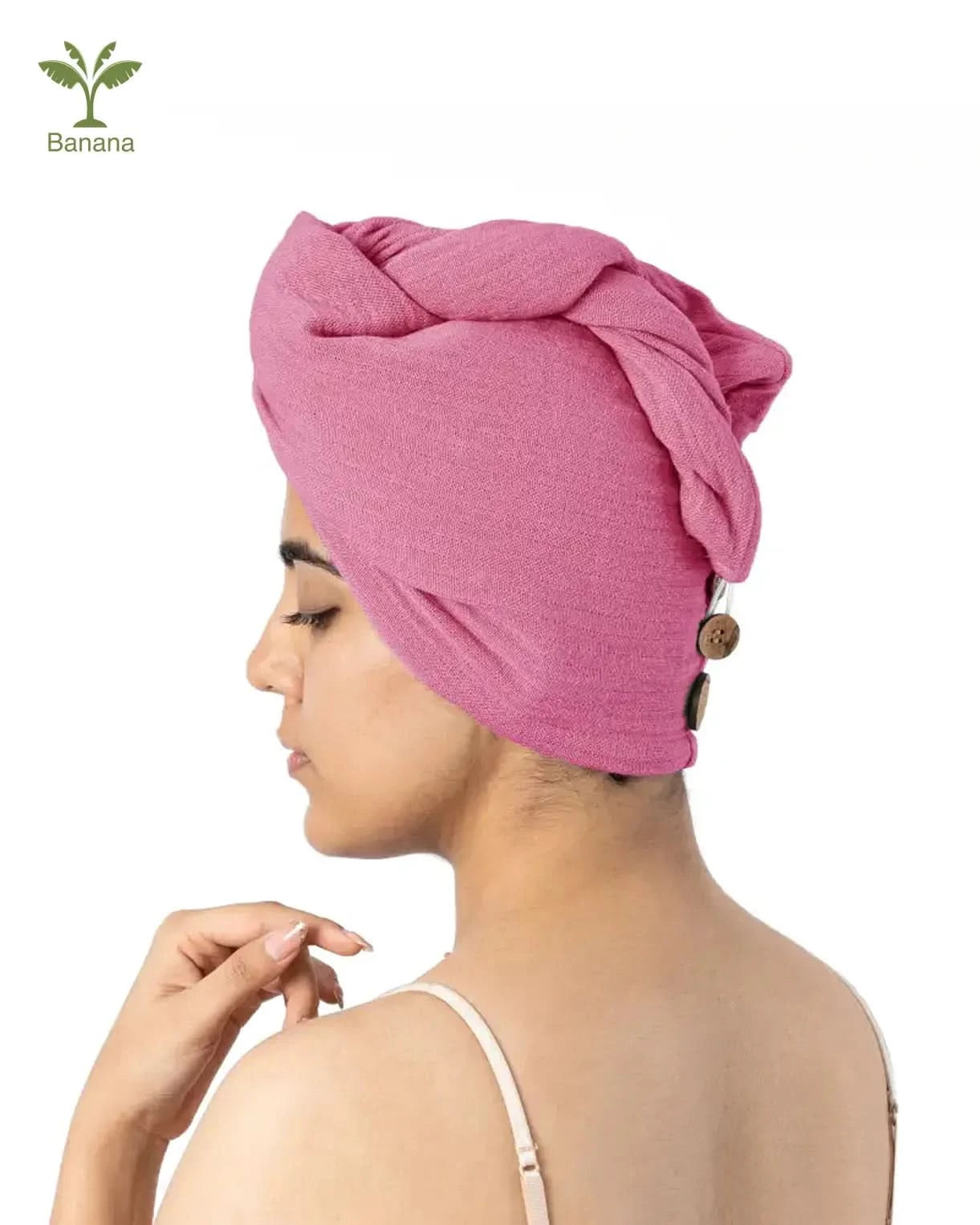 Banana Double Cloth Hair Towels | 330 GSM | 25cm x 65cm x 5 cm |  pack of 2
